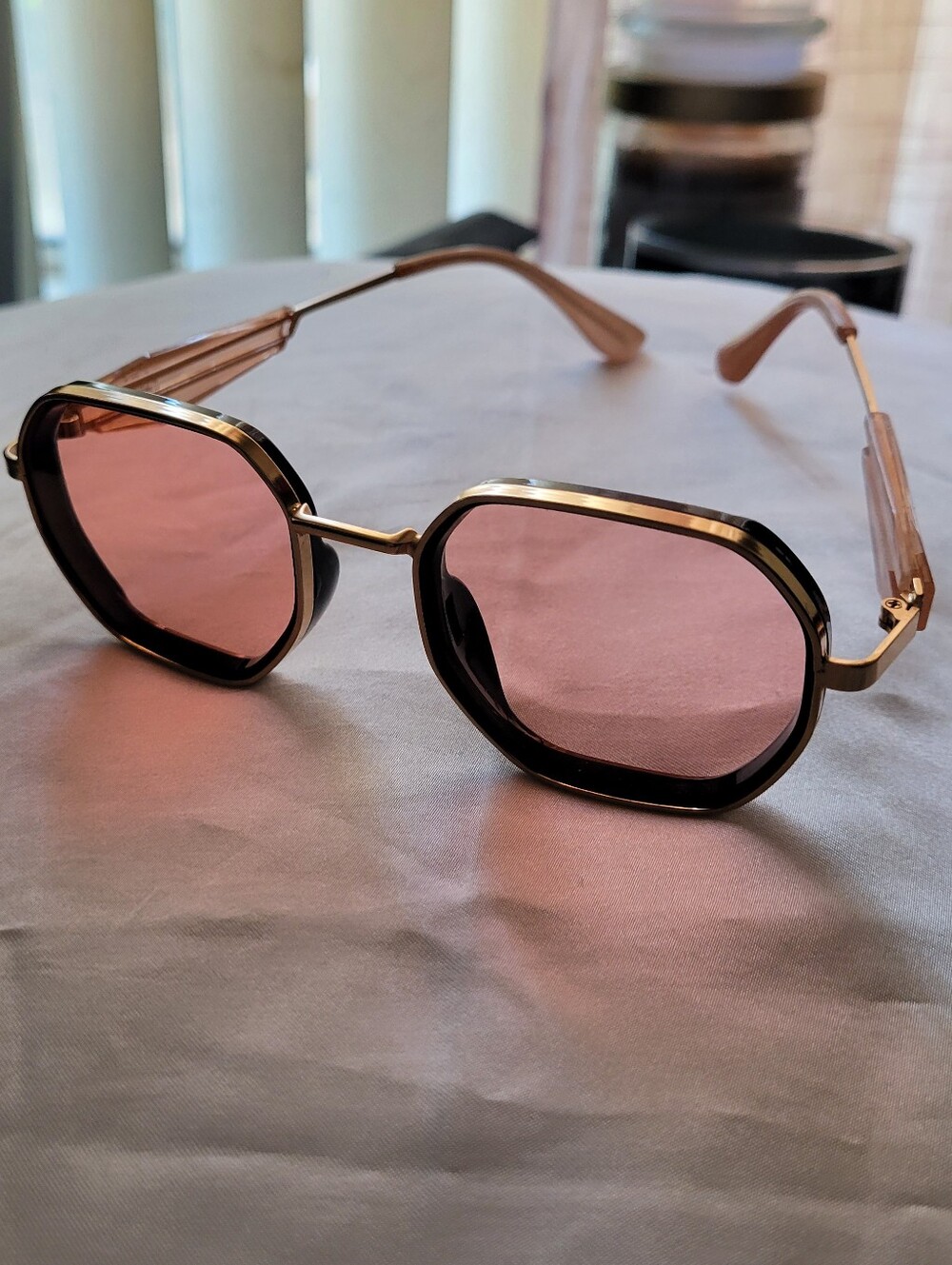Gold-Trim Pink Women's Sunglasses